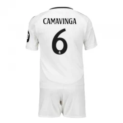 Bambino Maglia Calcio Real Madrid Eduardo Camavinga #6 2024-25 HP Prima (+ Pantaloncini)