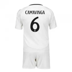 Bambino Maglia Calcio Real Madrid Eduardo Camavinga #6 2024-25 Prima (+ Pantaloncini)