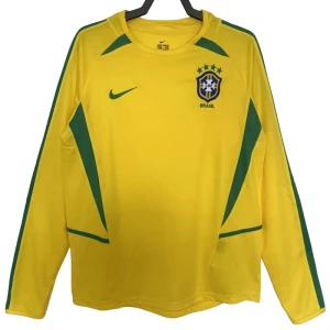 Maglia Brasile Retro 2002 Prima Uomo Manica Lunga
