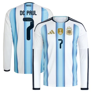 Maglia Calcio Argentina De Paul #7 Mondiali 2026 Prima Uomo Manica Lunga