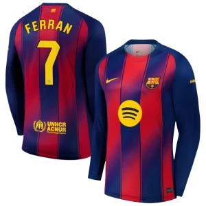 Maglia Calcio Barcellona Ferran #7 2025-26 Prima Uomo Manica Lunga
