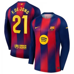 Maglia Calcio Barcellona Frenkie de Jong #21 2025-26 Prima Uomo Manica Lunga