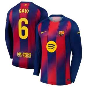 Maglia Calcio Barcellona Gavi #6 2025-26 Prima Uomo Manica Lunga