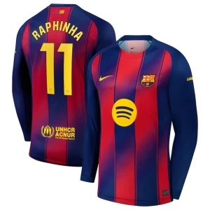 Maglia Calcio Barcellona Raphinha #11 2025-26 Prima Uomo Manica Lunga