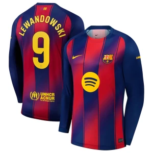 Maglia Calcio Barcellona Robert Lewandowski #9 2025-26 Prima Uomo Manica Lunga