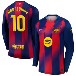 Maglia Calcio Barcellona Ronaldinho Gaúcho #10 2025-26 Prima Uomo Manica Lunga
