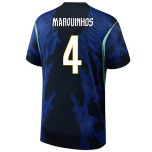 Maglia Calcio Brasile Marquinhos #4 Mondiali 2026 Trasferta Uomo