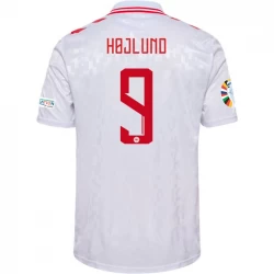 Maglia Calcio Danimarca 2024 Rasmus Højlund #9 Trasferta Uomo