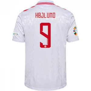Maglia Calcio Danimarca 2024 Rasmus Højlund #9 Trasferta Uomo