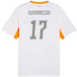 Maglia Calcio Islanda 2026 Gunnarsson #17 Trasferta Uomo