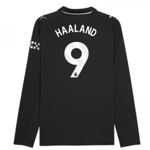 Maglia Calcio Manchester City 2025-26 Erling Haaland #9 Trasferta Uomo Manica Lunga