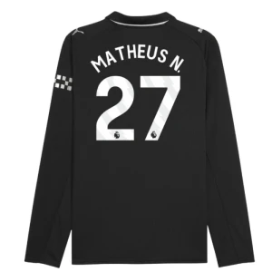 Maglia Calcio Manchester City 2025-26 Matheus N. #27 Trasferta Uomo Manica Lunga
