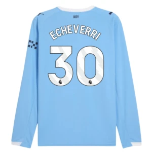 Maglia Calcio Manchester City Echeverri #30 2025-26 Prima Uomo Manica Lunga