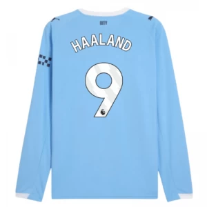 Maglia Calcio Manchester City Erling Haaland #9 2025-26 Prima Uomo Manica Lunga