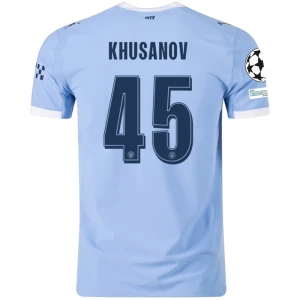 Maglia Calcio Manchester City Khusanov #45 2025-26 Champions League Prima Uomo