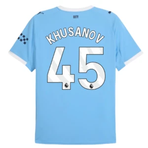 Maglia Calcio Manchester City Khusanov #45 2025-26 Prima Uomo