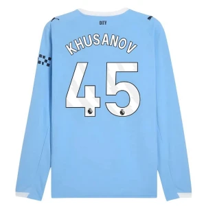 Maglia Calcio Manchester City Khusanov #45 2025-26 Prima Uomo Manica Lunga