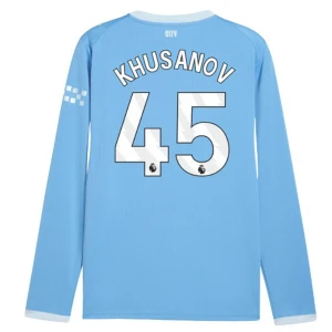 Maglia Calcio Manchester City Khusanov #45 2026-27 Prima Uomo Manica Lunga