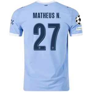 Maglia Calcio Manchester City Matheus N. #27 2025-26 Champions League Prima Uomo