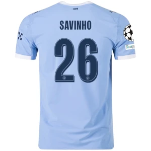 Maglia Calcio Manchester City Savinho #26 2025-26 Champions League Prima Uomo