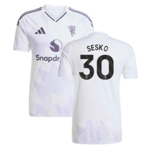 Maglia Calcio Manchester United 2025-26 Sesko #30 Trasferta Uomo