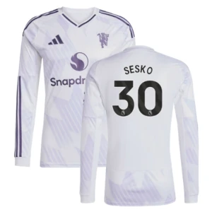 Maglia Calcio Manchester United 2025-26 Sesko #30 Trasferta Uomo Manica Lunga