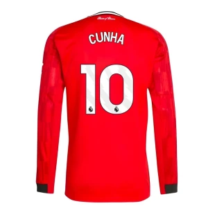 Maglia Calcio Manchester United Cunha #10 2025-26 Prima Uomo Manica Lunga