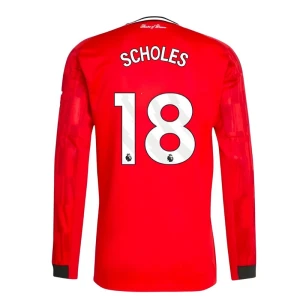 Maglia Calcio Manchester United Scholes #18 2025-26 Prima Uomo Manica Lunga
