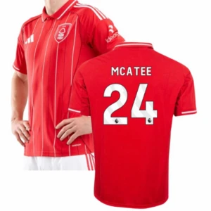 Maglia Calcio Nottingham Forest FC Mcatee #24 2025-26 Prima Uomo