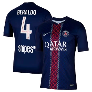 Maglia Calcio Paris Saint-Germain PSG Beraldo #4 2025-26 Prima Uomo