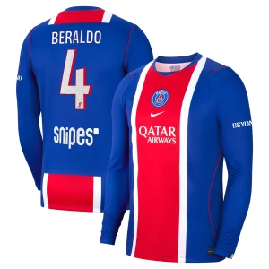 Maglia Calcio Paris Saint-Germain PSG Beraldo #4 2026-27 Prima Uomo Manica Lunga