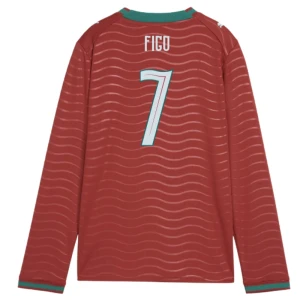 Maglia Calcio Portogallo Figo #7 Mondiali 2026 Prima Uomo Manica Lunga