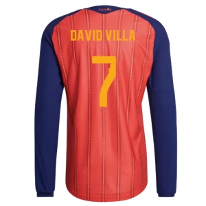 Maglia Calcio Spagna David Villa #7 Mondiali 2026 Prima Uomo Manica Lunga